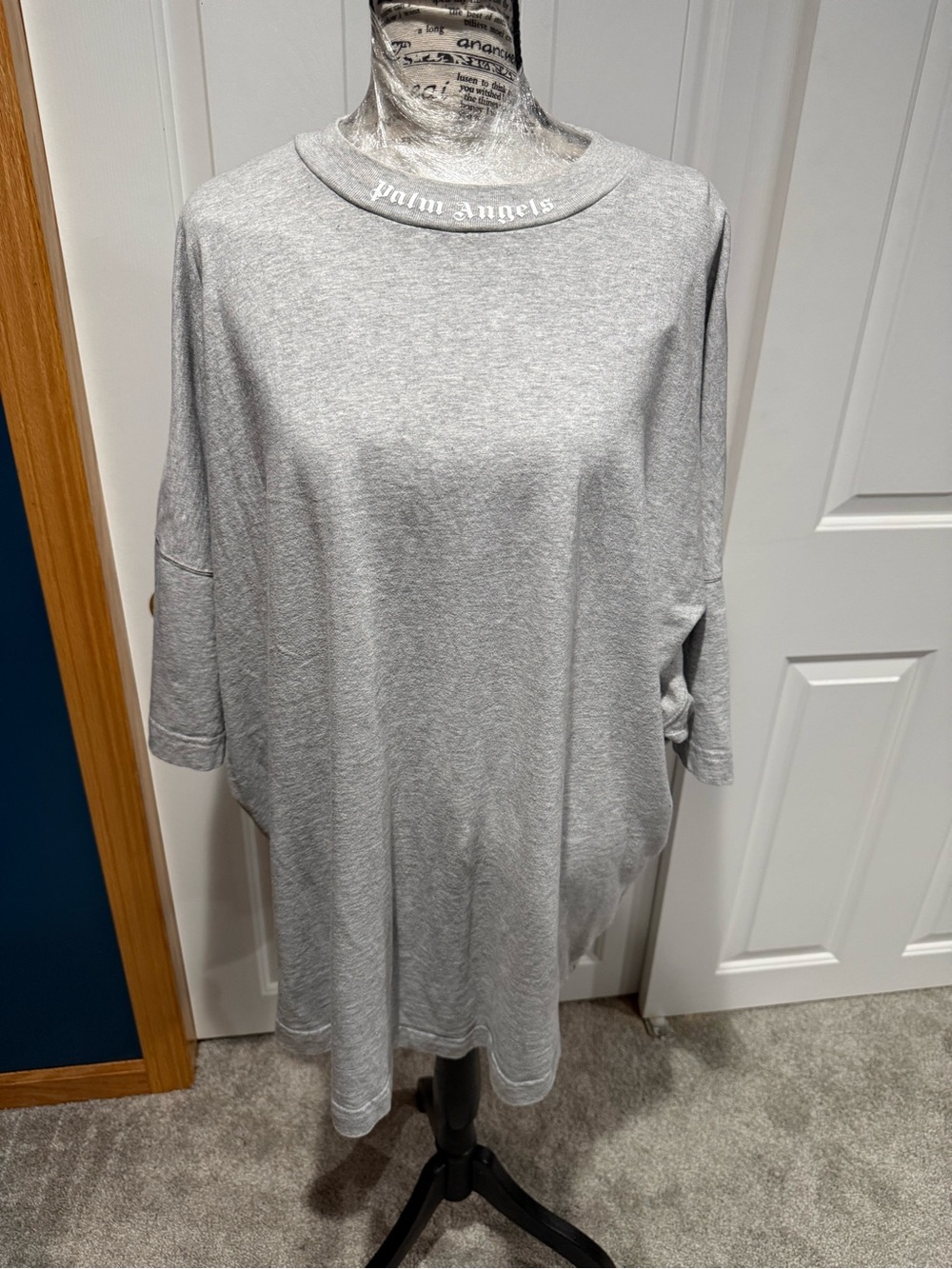 Palm Angels Light Gray Oversized Short Sleeve Tee